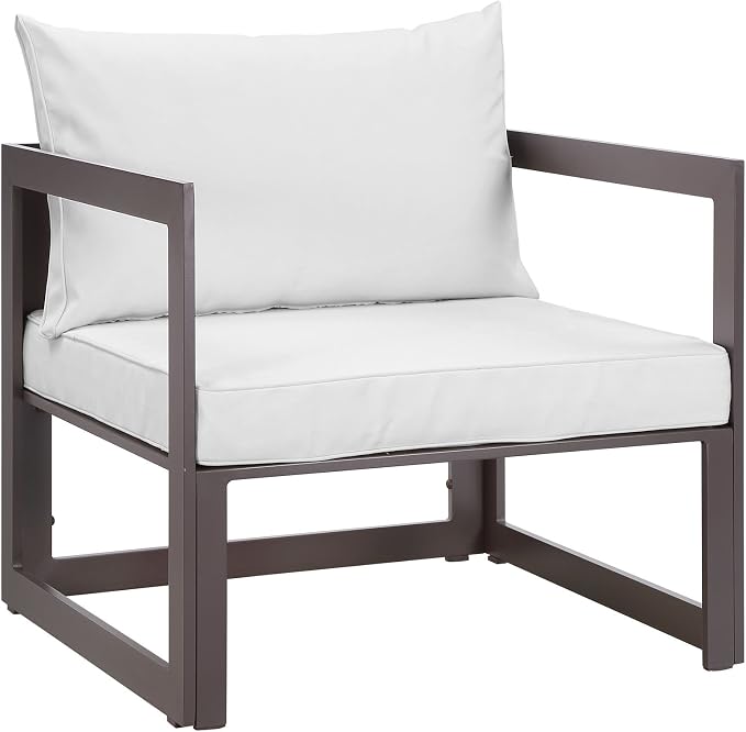 Modway EEI-1517 Fortuna Aluminum Outdoor Patio Armchair in Brown White by Modway