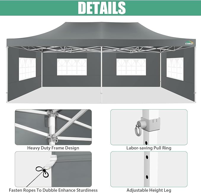 COBIZI 13x26 Pop Up Canopy Heavy Duty Canopy - Image 4
