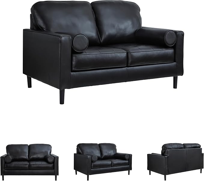 Signature Design by Ashley Bryceview Mid-Century Leather Match Tufted Loveseat - Image 7