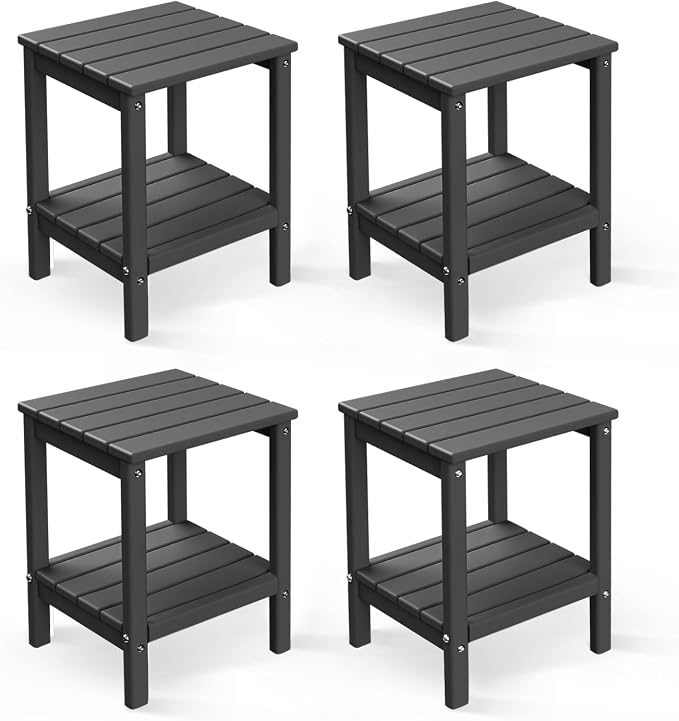GREENVINES Adirondack-Outdoor-Side-Table | Set of 4 | 14 x 13 Inches | HDPE by GreenVines
