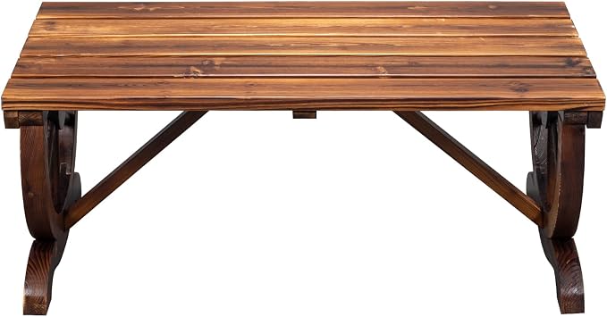 Outvita Wooden Garden Bench, Outdoor Rustic Wagon Wheel Bench - Image 4