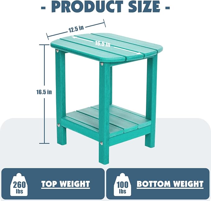 Adirondack Outdoor Side Table, 16.5” HDPE Small Patio Table - Image 2