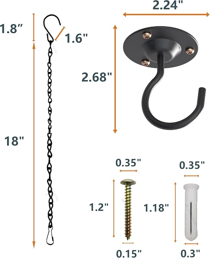 NACETURE Ceiling Hooks for Hanging Plants 3 Pack - Image 4