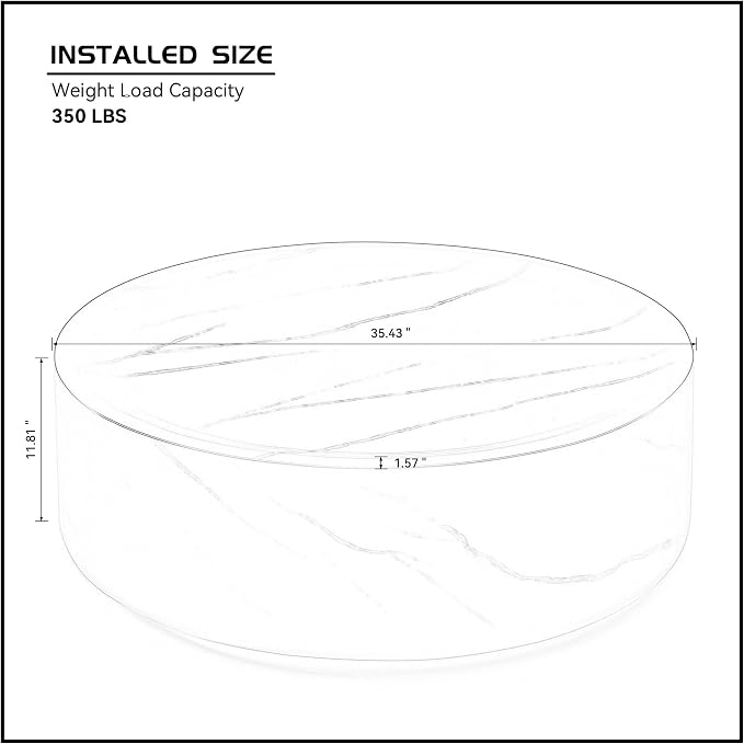 Round Coffee Table for Living Room Circle Coffee Table Modern Drum Center Table - Image 2