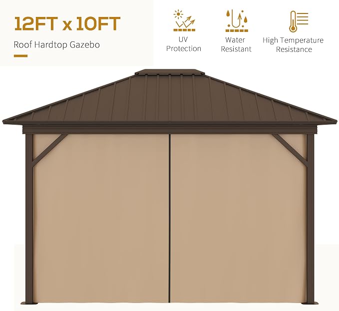 Outsunny 10' x 12' Hardtop Gazebo Canopy - Image 4