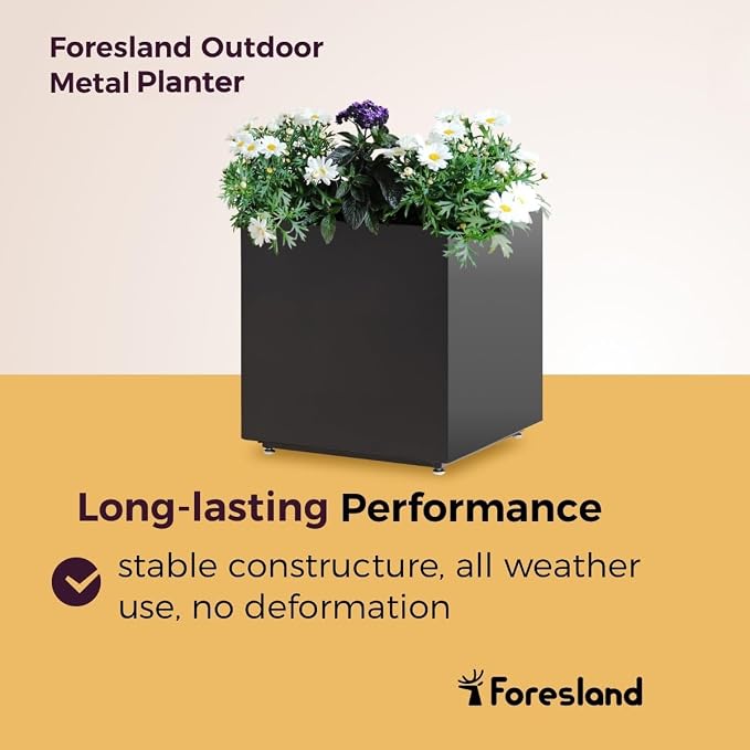 Large Metal Outdoor Planter Box 20Wx20Dx21.5H, Galvanized Steel Cube Planters - Image 7