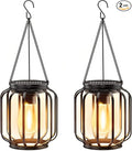 Solar Hanging Lanterns Outdoor: 2 Pack Metal Solar Hanging Lights by BONLION