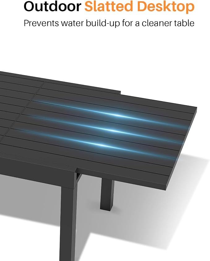 Patio Aluminum Extendable Dining Table, Rust-Free Expandable Outdoor Dining - Image 8
