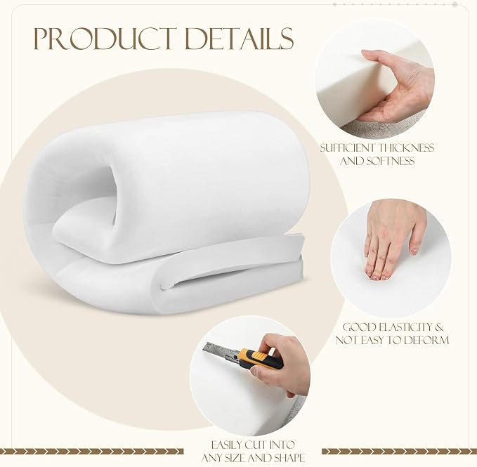 Frienda 4" Height 66" Diameter High Density Foam Round Cushion Insert 35 D - Image 5