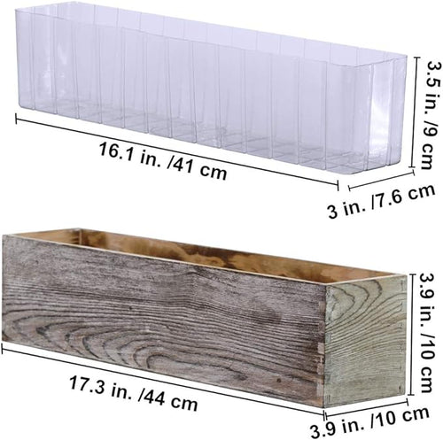 1 Pcs Wood Planter Rectangle Whitewashed Rectangular Decorative Wooden Box - Image 2