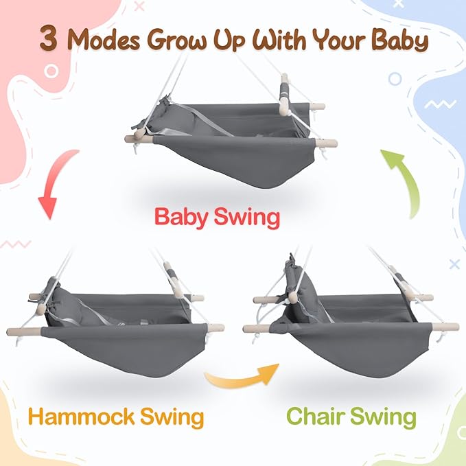 Baby Swing Indoor and Outdoor, Canvas Hammock Swing - Image 2