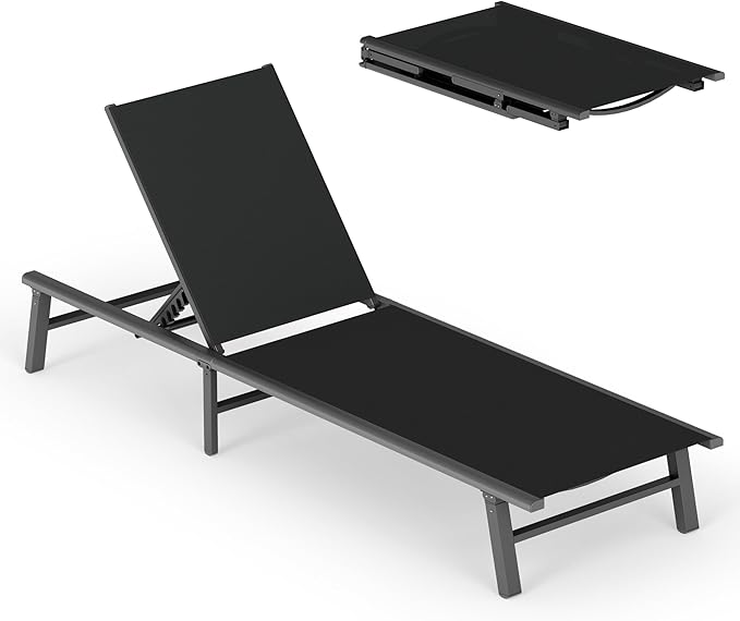 Ciokea Foldable Outdoor Lounge Chair, No Assembly Patio Chaise Lounge Outdoor by CIOKEA