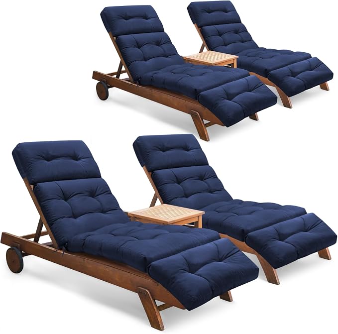 Outdoor Chaise Lounge Chair Cushion Set of 4, Thickened 74.4 x 22 x 4.7 Inches by Tycdiose