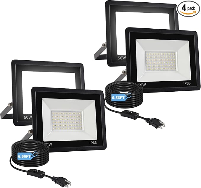 50W Flood Lights Outdoor, 8000LM Bright LED Work Light, IP66 Waterproof Outside by Unknown