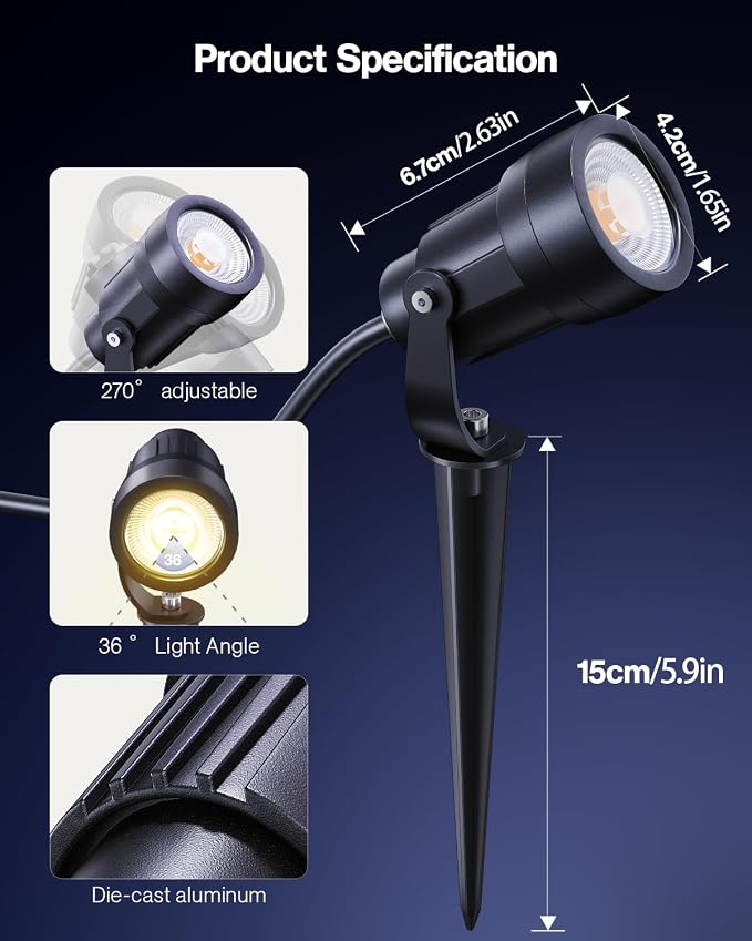 HIBOITEC 5W Low Voltage Landscape Lights, 2900K Warm White Landscape Lighting - Image 5