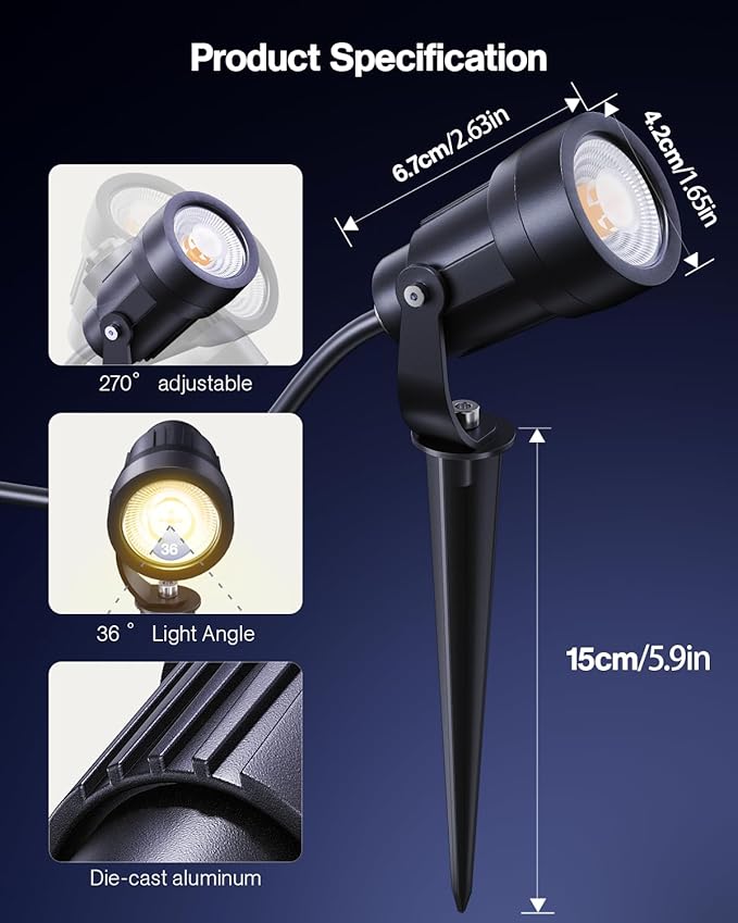 HIBOITEC LED Low Voltage Landscape Spotlights，IP65 Waterproof Outdoor Spot - Image 8