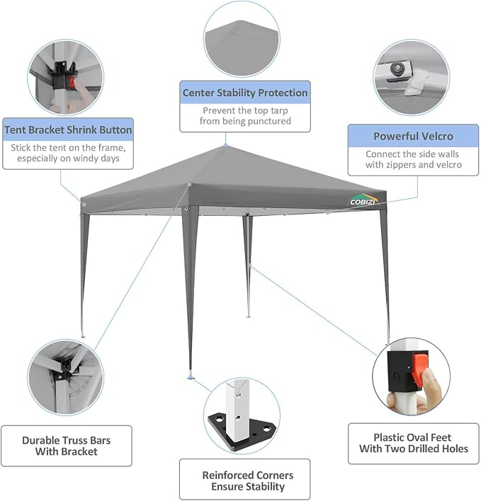 COBIZI 10x10 Pop Up Canopy Tent - Image 8