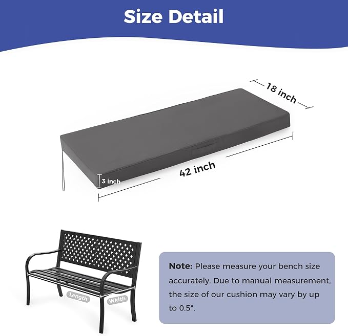 Outdoor Bench Cushions for Outdoor Furniture, Waterproof Bench Pillow, Fade - Image 5