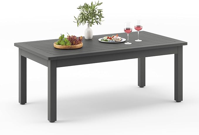 LUE BONA Outdoor Coffee Table Rectangle, 42.5" HDPS Patio Coffee Tables by LUEBONA