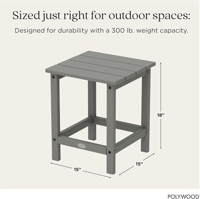 POLYWOOD ECT18GY Long Island Side Table, Slate Grey - Image 3