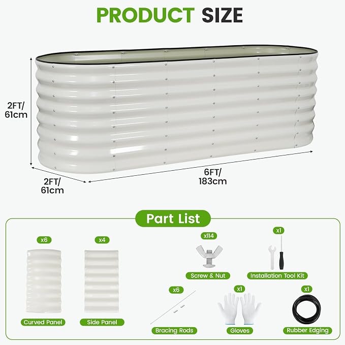 Galvanized Raised Garden Bed Outdoor 24'' Deep | Oval Metal Garden Beds - Image 3