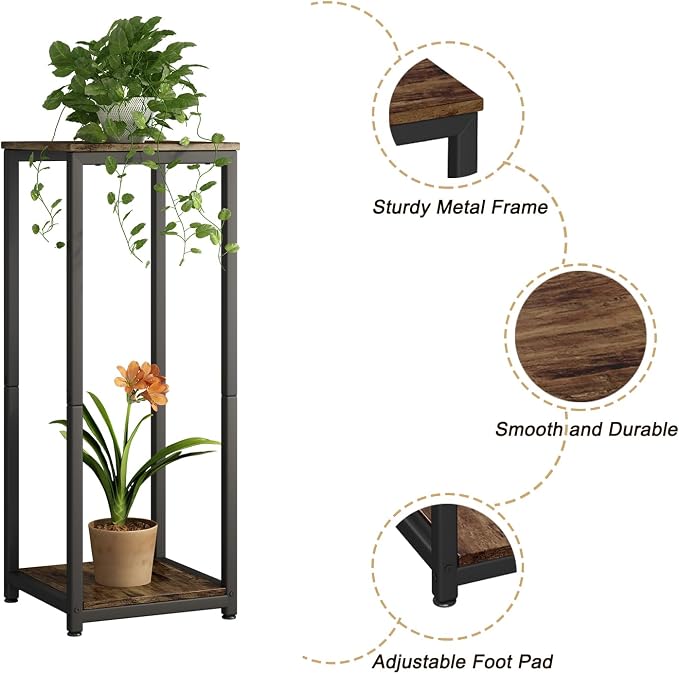 Plant Stand Indoor Corner Tall 2 Tier Metal Modern Flower Storage Plant Shelf - Image 5