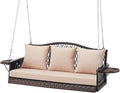 Upgraded Wicker Hanging Porch Swing Heavy Duty 900lbs 3-Seat Outdoor Patio by zzw