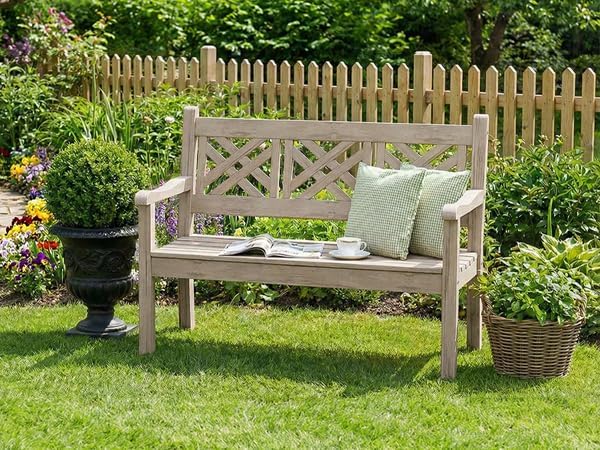Psilvam 63''W All-Weather Poly Lumber Outdoor Bench – Teak Color, 3-Person - Image 2