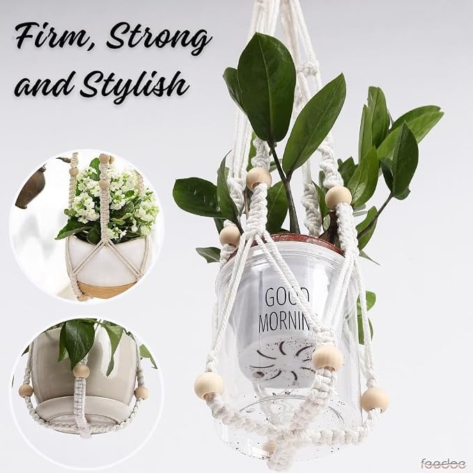 3 Pack Macrame Plant Hanger, Hanging Planters - Image 5