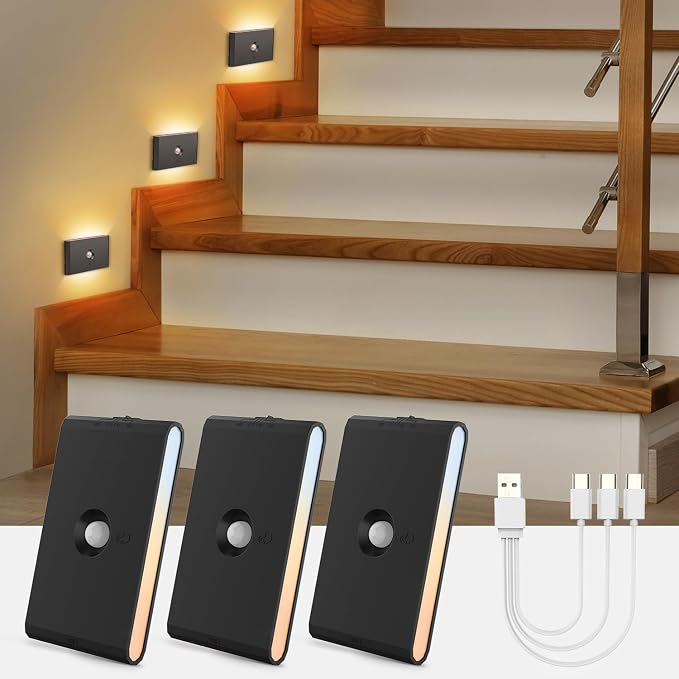 wowatt Rechargeable Motion Sensor Stair Light, Dimmable Stair Lights Indoor - Image 9