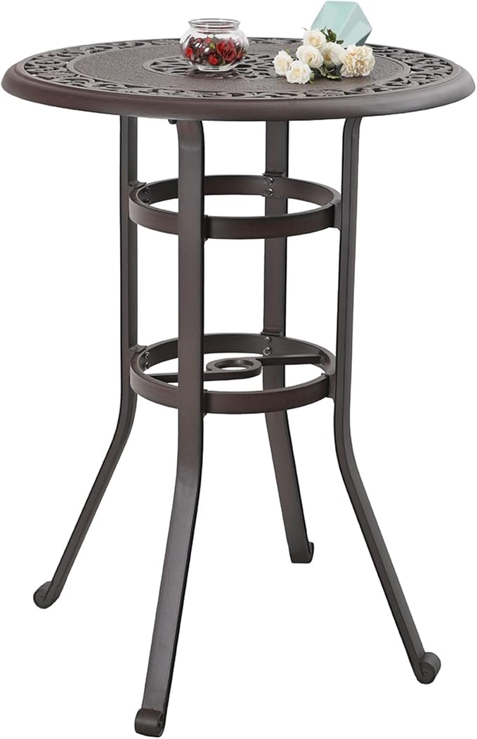 Sophia & William Cast Aluminium Patio Bar Height Table Round by SophiaWilliam