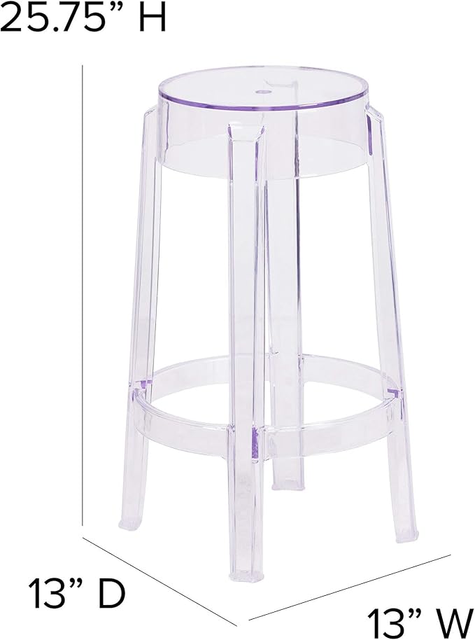 Flash Furniture Laney 25.75" Indoor/Outdoor Counter Height Transparent Dining - Image 3