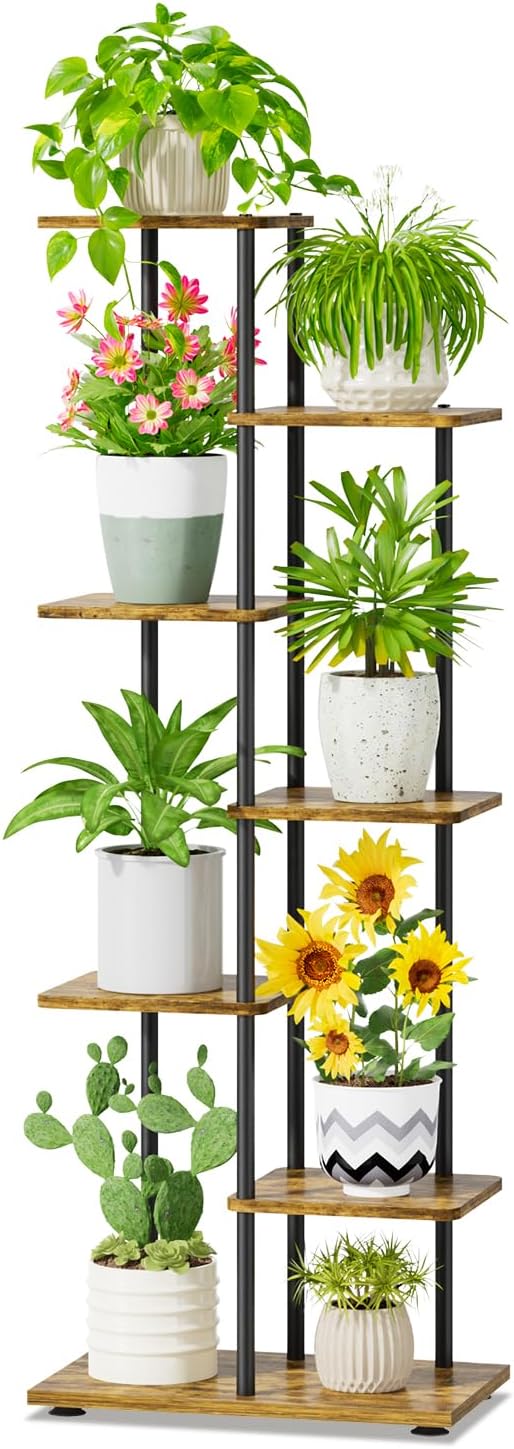 iDavosic.ly 6 Tier Tall Plant Stand Indoor, Tiered Corner Metal Wood Multiple by iDavosicly