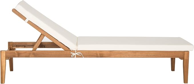 SAFAVIEH Outdoor Collection Montclair Natural Solid Wood/Beige Cushion by SAFAVIEH