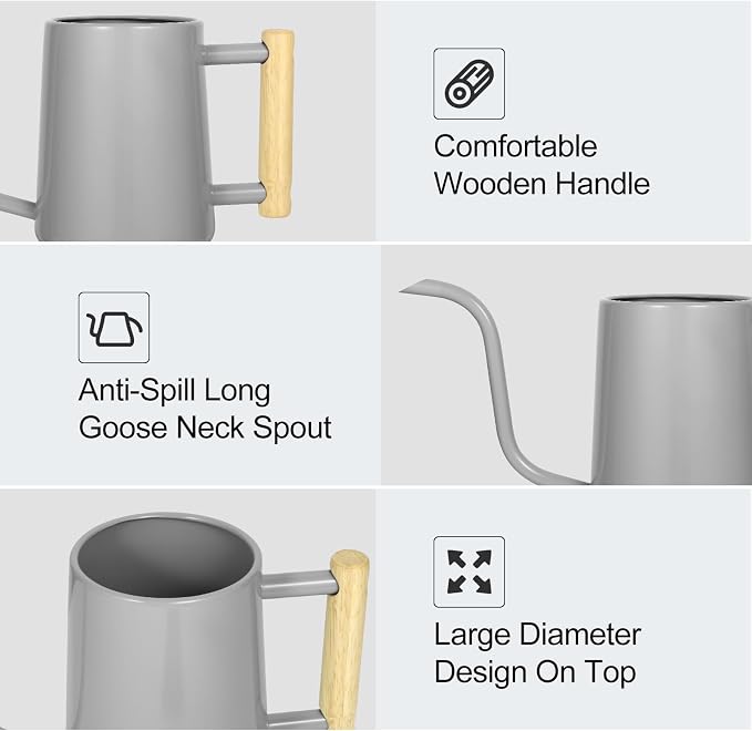 Watering Can Indoor Plants, 35 oz/1000 ml Metal Stainless Steel Watering Can Pot - Image 5