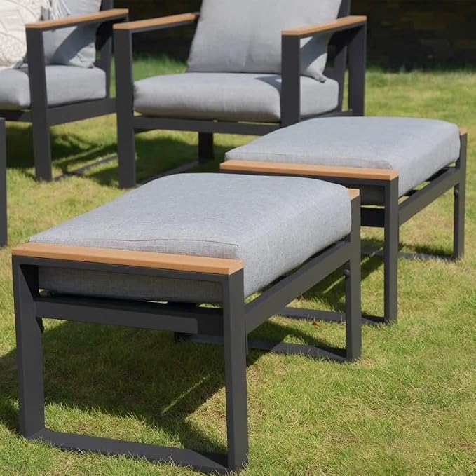 Sundale Outdoor 2 Pieces Aluminum Patio Ottoman, Outdoor Footstool - Image 6