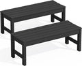 SERWALL 47 Inches Outdoor Bench Set of 2, All Weather HDPE Backless Bench by SERWALL