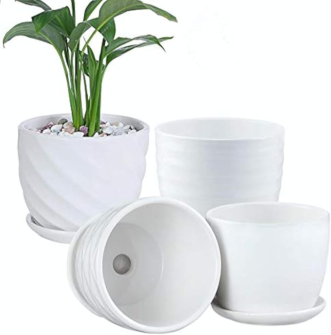 Plant Pots - 4.7 Inch Cylinder Ceramic Planters by sietpoek