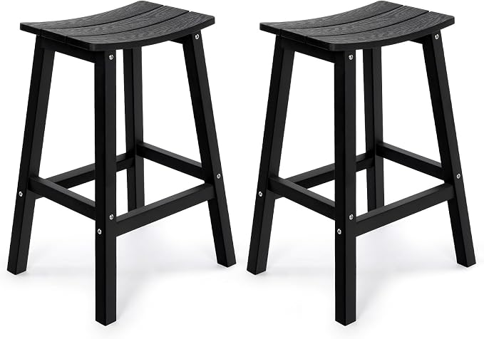 Weatherproof Bar Stools Set of 2, Saddle Seat, Bar Height Stools by LAHAAP