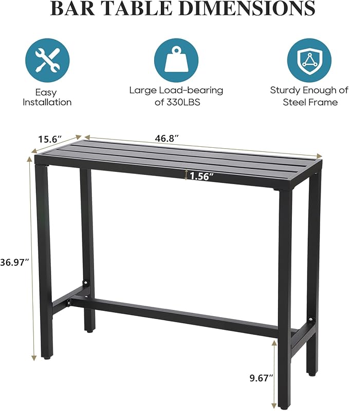 Outdoor Bar Table, Patio Console Pub Height Tables - Image 3