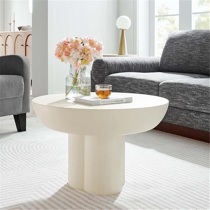 Modway EEI-6760-WHI Caspian Round Concrete Coffee Table - Image 2