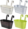 OBTANIM 4 Pack Metal Hanging Flower Pots Iron Railing Planter Outdoor Fence by OBTANIM