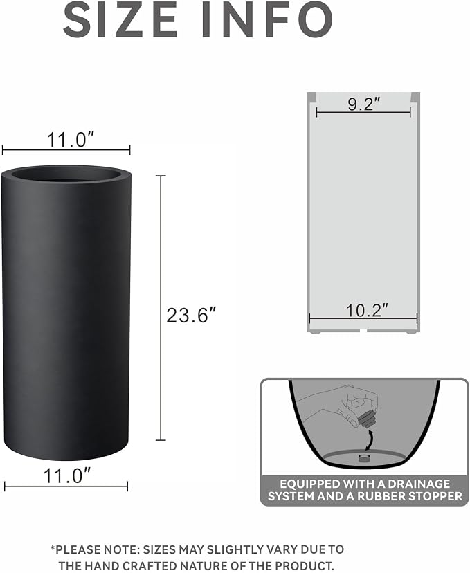 Kante 23.6 Inch Tall Cylindrical Planter, Large Round Plant Pots - Image 2