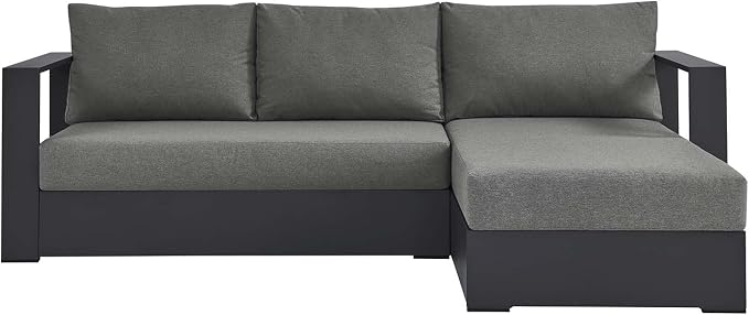 Modway Tahoe Modular Aluminum 2-Piece Outdoor Patio Furniture Gray Charcoal - Image 4