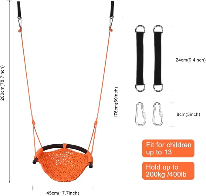 JKsmart Swing Seat for Kids Heavy Duty Rope Play Secure Children Swing Set - Image 3