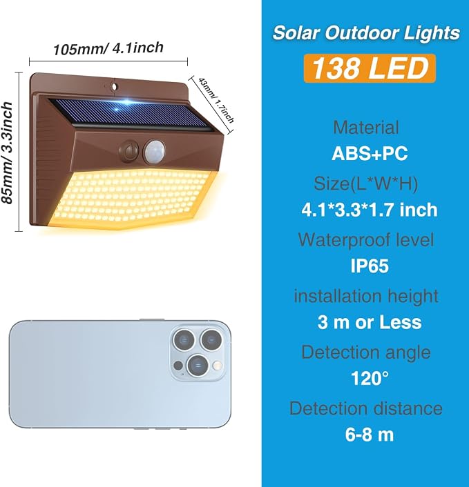 Peasur 12 Packs Solar Outdoor Lights Motion Sensor Solar Security Light - Image 6