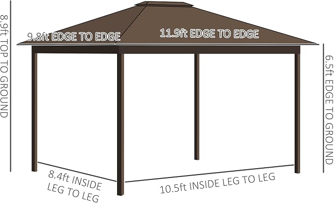 Outsunny 10' x 12' Hardtop Gazebo Canopy - Image 7
