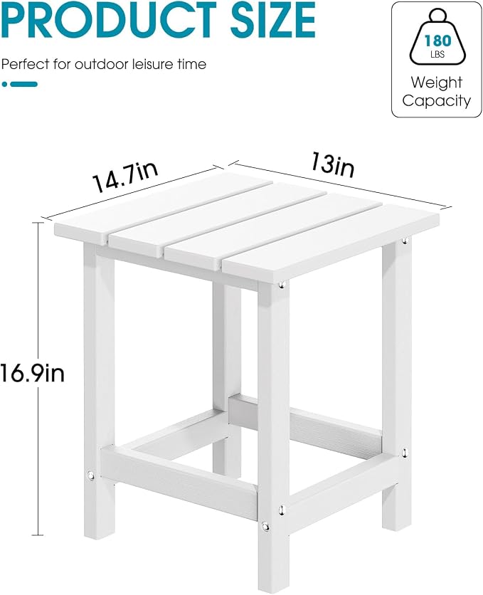 MUCHENGHY Adirondack Outdoor Side Table, 14.7" Patio Side Table Weather - Image 3