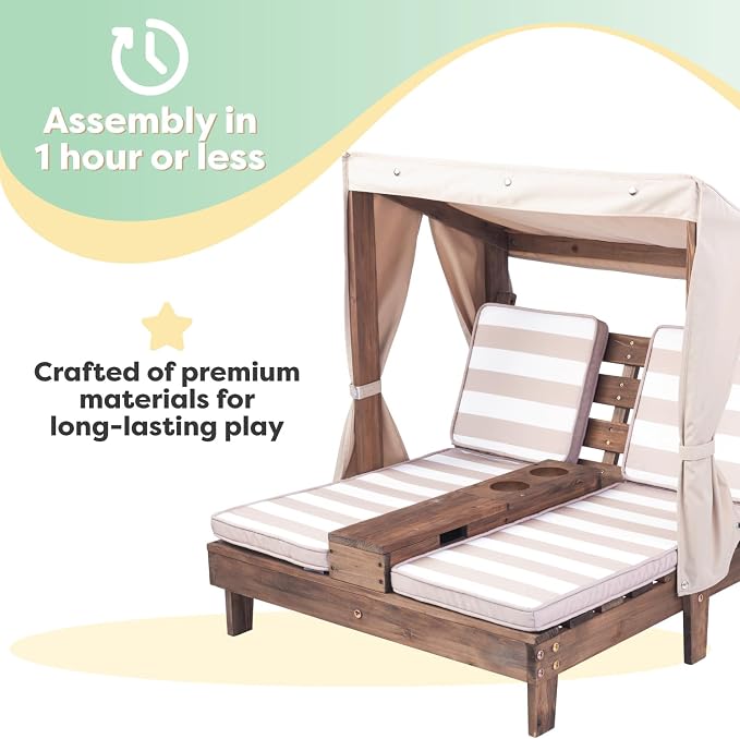 KidKraft Wooden Outdoor Double Chaise Lounge - Image 5