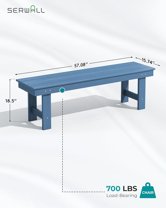 SERWALL Patio Dining Table and Bench Set - Image 2